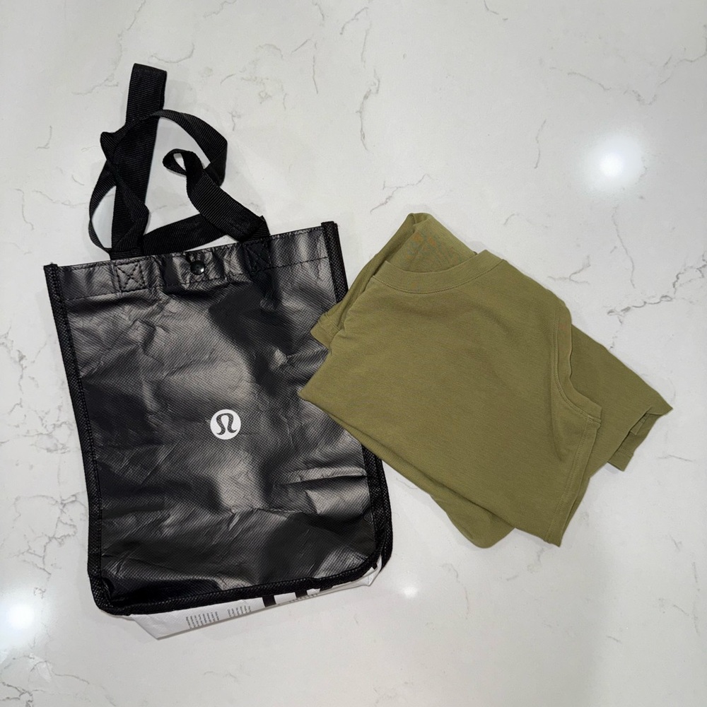 Lululemon Black Tote and Olive Love Tank M